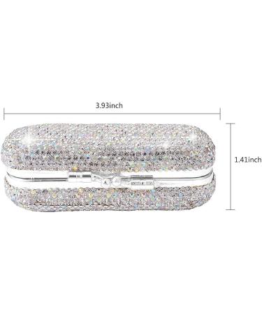 XhuangTech Bling Lipstick Holder Case with Mirror - Rhinestone Crystal Makeup Organizer for Ladies (Silver) | Portable Lipstick Case - Buy Online on GoSupps.com