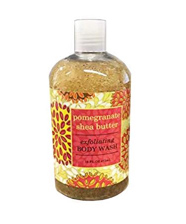 Birsppy Greenwich Bay Exfoliating Body Wash Enriched with Shea Butter Blended with Loofah and Apricot Seed 16 oz (Pomegranate)
