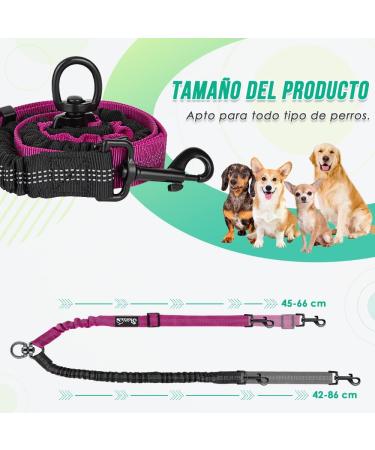 Slowton Adjustable Double Dog Leash for 2 Dogs - 360 Rotatable Reflective Black & Rose Red - Perfect for Small Dogs - Buy Online on GoSupps.com