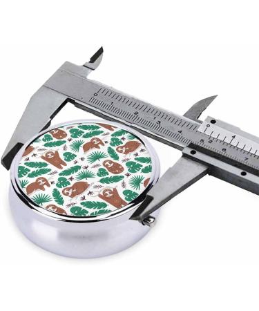 IBILIU Cute Sloth Pill Case - Portable 3 Compartment Metal Organizer with Tropical Palm Leaves | Ideal for Vitamins & Medicine | 2x2 Inch - Buy Online on GoSupps.com
