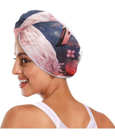 Beautiful Pink Flamingo Hair Towel 2 Pack | Super Absorbent Quick Dry Hair Turbans for Women & Girls - Buy Online on GoSupps.com