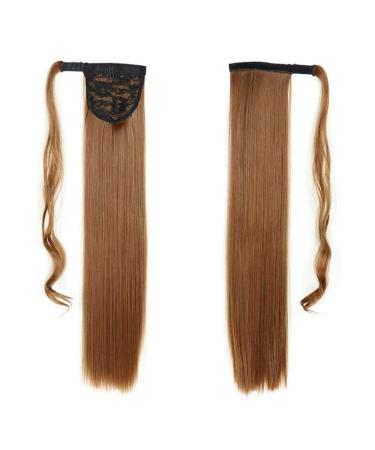 Ponytail Extension Human Hair - 61 cm Remy Clip-In Wrap Around Extensions for Women in Dark Brown - Buy Online on GoSupps.com