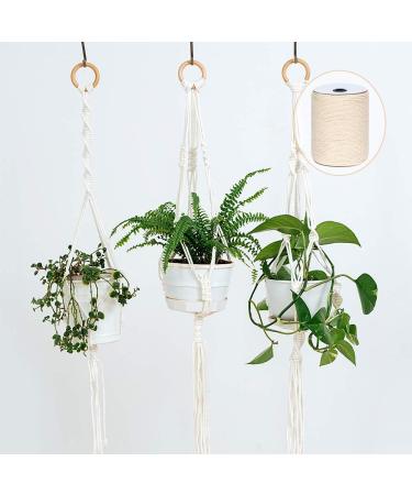 Natural Cotton Macrame Cord 4mm x 328 Yards - 3 Strands Twisted Rope for Wall Hanging, Plant Hangers, Crafts - Wedding Decorations - Natural Color - Buy Online on GoSupps.com