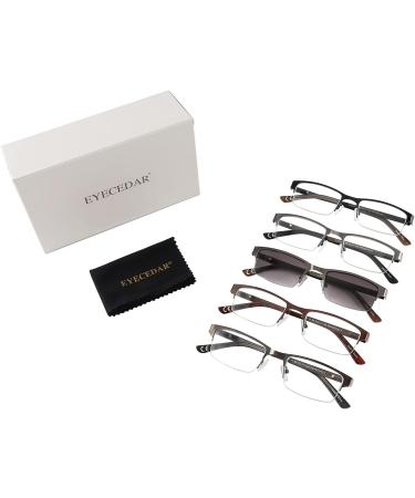 EYECEDAR Amcedar Metal Half-Frame Reading Glasses Men 5-Pack Spring Hinges Stainless Steel Material Sun Readers 1.75 5 Pairs Mix 1.75 x - Buy Online on GoSupps.com