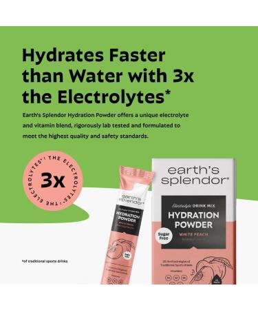 Earth's Splendor Electrolytes Powder Packets Sugar Free White Peach Hydration Sticks with Essential Vitamins for Energy & Sports Performance Travel-Friendly Single-Serve Packets for Daily Use 10 Pack - Buy Online on GoSupps.com