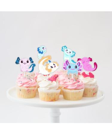 Kids' Kawaii Cartoon Axolotl Cupcake Toppers Set of 18 Pieces - This is a cute item to use as reptile-themed party baby shower party and newt-themed birthday party decorations for boys and girls - Buy Online on GoSupps.com