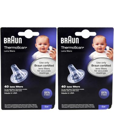 Braun Ear Thermoscan Lens Filters 80 Count (2 Packs of LF40)