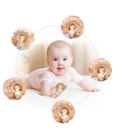 Wooden Rattle for Babies | BPA-Free Teething Ring | Sensory Toy for Newborns - Buy Online on GoSupps.com