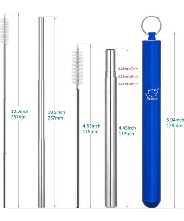 Dakoufish 2 Pack 10.5 Inch Reusable Metal Straws Collapsible Stainless Steel Drinking Straw Portable Telescopic Travel Straw with Case & Cleaning Brush(10.5inch Black+Rose Gold) Black+rose Gold 10.5inch - Buy Online on GoSupps.com