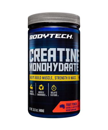 BodyTech 100 Pure Creatine Monohydrate 5GM, Fruit Punch Improve Muscle Performance, Strength Mass (16.5 Ounce Powder) Fruit Punch 16.5 Ounce (Pack of 1)