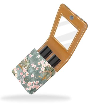 Travel Lipstick Organizer Case - Portable Makeup Bag with Mirror | Pink Cherry Blossom Design - Buy Online on GoSupps.com