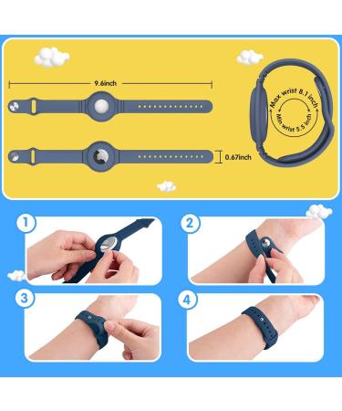 VEGO Kids AirTag Bracelet 2+4 Pack: Silicone Watch Bands + Anti-Scratch Films in Dark Blue & Blue Gray - Buy Online on GoSupps.com