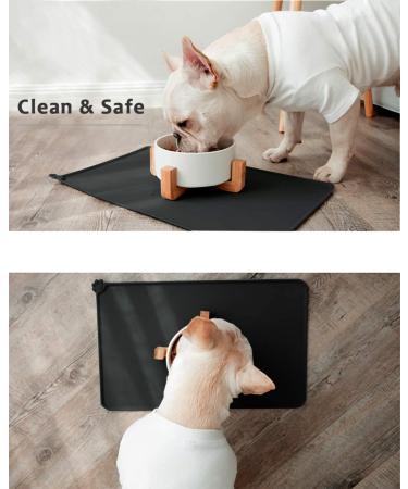 Taglory Dog Bowl Mat - Non Slip Silicone Pet Food Mat for Large Dogs and Cats - Black - 21 x 14.5 - Buy Online on GoSupps.com