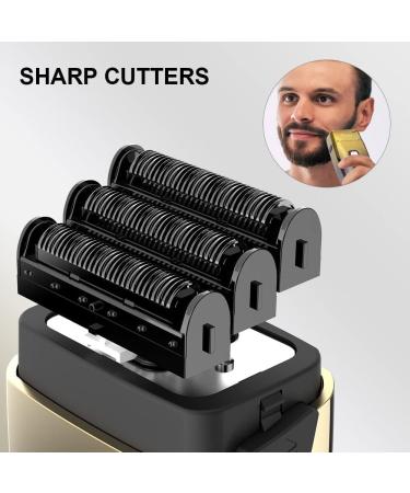 Hatteker Triple Blades Shaver Electric Shaver Razor for Men Close Bald Head Barber Shaver Trimmer Waterproof Wet & Dry Cordless Gold - Buy Online on GoSupps.com