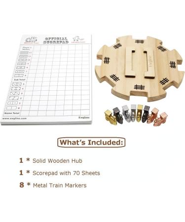 Exqline Mexican Train Dominoes Accessory Set with Wooden Hub, Scorepad, and Train Markers - Buy Online on GoSupps.com