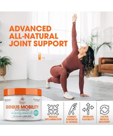Genius Mobility Joint Support Powder - Pain Relief with Turmeric & NEM Egg Shell Membrane - Mixed Berry 4.59oz - Buy Online on GoSupps.com