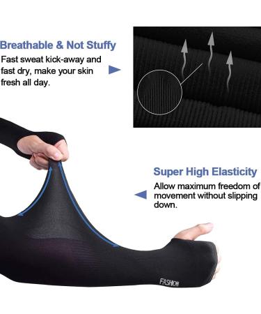 Beisten Armanchette UV Protection Arm Sleeves for Men & Women | UPF 50+ Cooling Slipproof Compression (3 Pairs - Black) - Buy Online on GoSupps.com