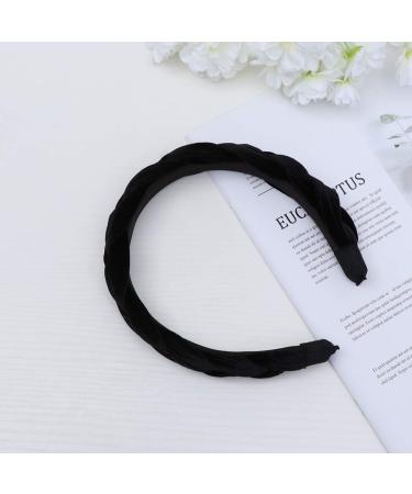 Wide Headband Fashion Suede Braid Headband Handmade Cloth Twist Hairbands for Women Girls (Black) - Buy Online on GoSupps.com