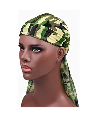 2-Piece Camouflage Durag Caps for Men and Women - Extra Long Tail, Wide Straps, 360 Waves Silky Head Scarf - Buy Online on GoSupps.com