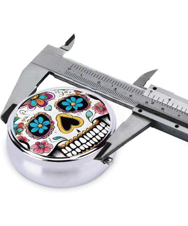Skull Printed Mini Round Pill Box | 3 Compartment Portable Pill Organizer for Travel & Home Use - Buy Online on GoSupps.com