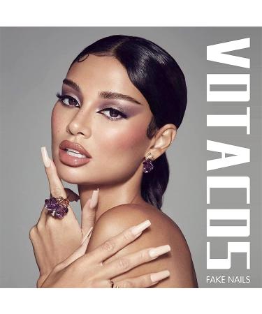 VOTACOS Short Square Press On Toe Nails - Black French Tip with Rhinestones | 24PCS Full Cover Glossy Acrylic Toe Nails for Women - Buy Online on GoSupps.com