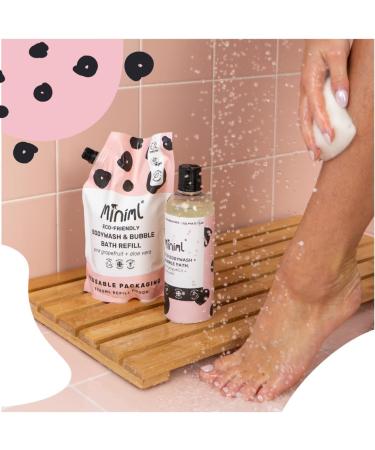 Miniml All Natural Body Wash and Bubble Bath - 1L Refill Moisturising Pink Grapefruit and Aloe Vera Sensitive Skin Eco Shower Gel Bath Soak Vegan Friendly High Foam - Buy Online on GoSupps.com