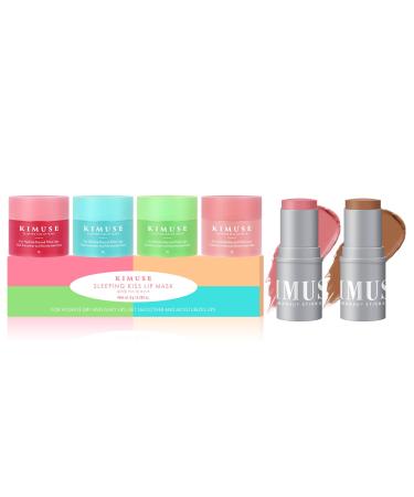 KIMUSE Lip Sleeping Mask Set Lip Care Products & Long Lasting Cream Contour Stick Duo