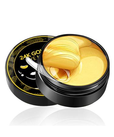 60 PCS Under Eye Patches (24K Gold) Gold Eye Masks Masks for Puffy Eyes Fine Lines Dark Circles and Puffiness Eye Patches for Hydrating and Moisturizing and Smooth Wrinkles Improve and Firm Eye Skin