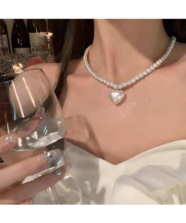 OralGos Fashion Heart Necklace - Dainty Pearl Pendant & Clavicle Chain for Stunning Style | International Shipping - Buy Online on GoSupps.com