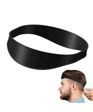 Neckline Shaving Template and Hair Cutting Guide, Curved Silicone Headband for DIY Home Hair Trimming and Cutting, Fade, Buzz and Taper Guide for Clippers (Black)