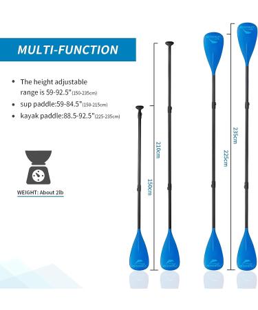 BLISSWILL SUP Paddles - Adjustable Stand Up Paddle | 4-Piece Floating Alloy Kayak Paddle (Blue) - Buy Online on GoSupps.com