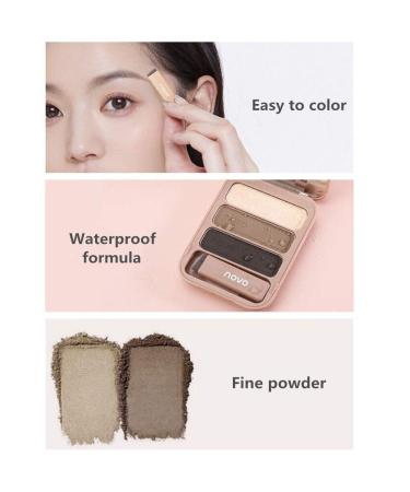 3 Colors Eyebrow Powder Palette Set - Waterproof Long Lasting Easy Application with Brush & Mirror | Gray Brown - Buy Online on GoSupps.com