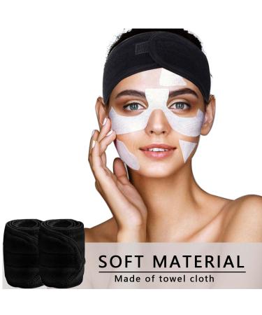 Shop 2-Piece Adjustable Terry Hair Bands for Women - Black Spa & Makeup Headbands with Velcro Fastener - Perfect for Yoga Sports & Beauty - Buy Online on GoSupps.com