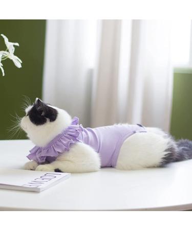 Yeapeeto Cat Recovery Suit | E-Collar Substitute for Cats | Prevent Licking Abdominal Wounds | Breathable & Warm After Surgery | Purple S - Buy Online on GoSupps.com