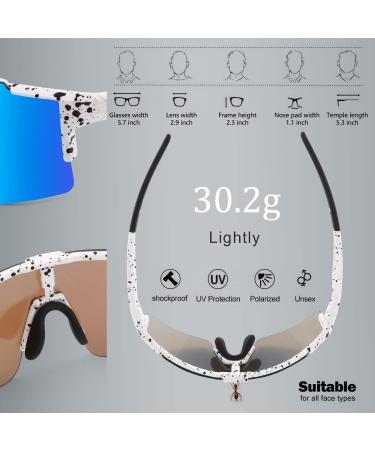 BangLong Polarized Cycling Sunglasses with 3 Interchangeable Lenses - White Blue - Buy Online on GoSupps.com