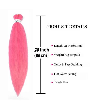 SOKU Pre Stretched 24 Pink Braiding Hair 4 Packs - Synthetic Fiber Crochet Twist Braids - Soft Yaki Straight Texture - 24 Inch (Pack of 4) - Buy Online on GoSupps.com