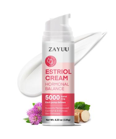 Estriol Face Cream for Women: Hydrating Botanical Moisturizer with Wild Yam, Red Clover & Soy Isoflavones, Hyaluronic Acid + Aloe, Fast-Absorbing Face/Neck/Chest Cream, Pump Bottle, 4.23 oz (120g)