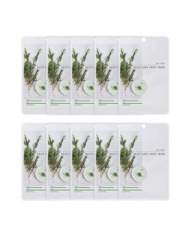 10 pieces Eunyul Daily Care Face Mask Packing Teebaum 22 ml x 10 pieces vegan Korean skin care Hypoallergenes Tencel leaf & natural ingredients tea tree blade mask