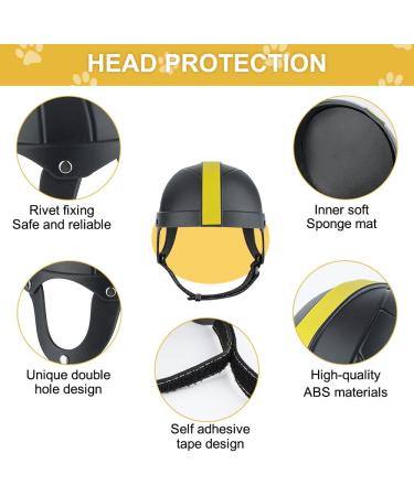 Premium Pet Motorcycle Helmet - Adjustable Dog & Cat Bike Cap with Ear Holes | Black & Yellow M - Buy Online on GoSupps.com