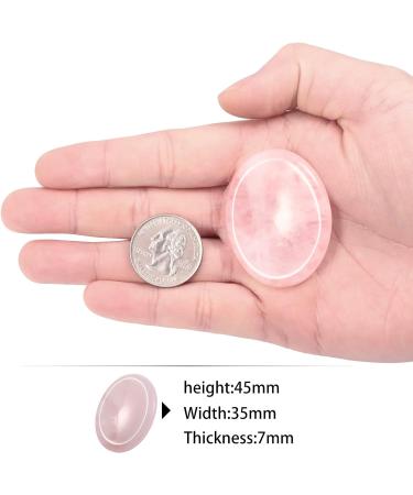 Nupuyai Rose Quartz Oval Thumb Worry Stone Set - 2pcs for Anxiety & Stress Relief | Energy Crystal Healing Palm Stones - 45x35mm Pink - Buy Online on GoSupps.com