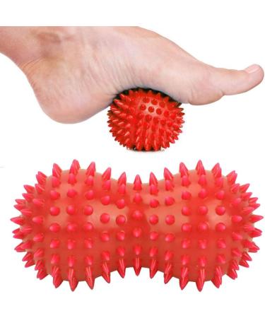 Spiky Massage Balls - Hard Spike Massage Ball & Foot Massager for Plantar Fasciitis Relief (Red) - Shop Internationally - Buy Online on GoSupps.com