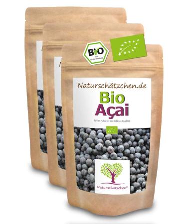 Organic Acai Powder (Acai Powder) in certified organic quality (DE- KO-022) - Organic Superfood (3x 100g) 100 g (pack of 3)