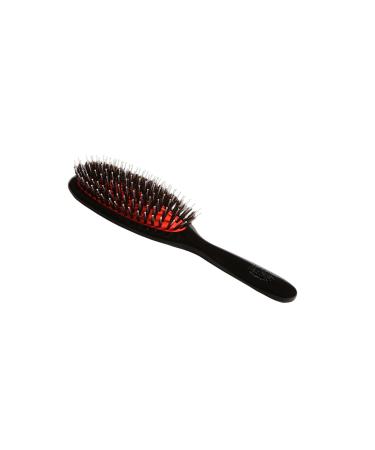 Bass Brushes | Shine & Condition Hair Brush | 100% Natural Bristle + Nylon Pin | High Polish Acrylic Handle | Medium Oval | Jet Black Finish | Model 51 - JTB