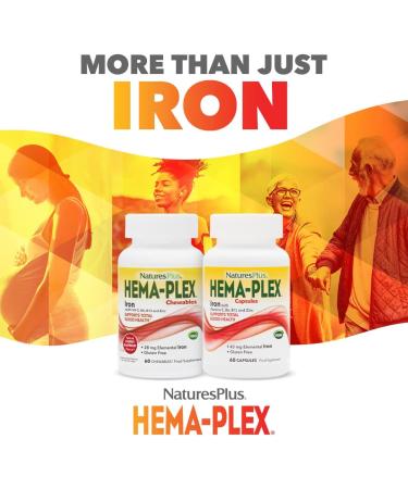 Nature's Plus Hema-Plex Mixed Berry - 60 Chewable Vitamins for Energy & Wellness - Buy Online on GoSupps.com
