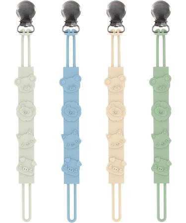 Baok Baby Schnullerhalter - 4 Anti-Tie-Off Steel Pacifier Chains | Silicone Pacifier Holders for Babies & Parents - Buy Online on GoSupps.com