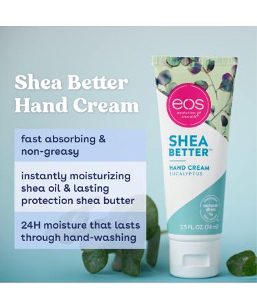 EOS Shea Better Hand Cream Eucalyptus 2.5 oz - Nourishing Moisturizer for Soft Hands - Buy Online on GoSupps.com