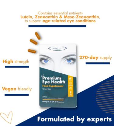 Eye Doctor Dry Eye Supplement - 270 Vegan Capsules with Lutein, Zeaxanthin, Omega 3 & More - Vision Health Support - 270 Count - Buy Online on GoSupps.com