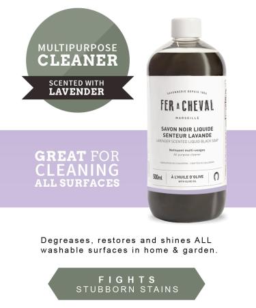 Fer à Cheval All Purpose Cleaner - Liquid Black Soap with Olive Oil Natural Multi-Concentrated Detergent (500ml/16.91 fl oz) - Lavender Scent | Eco-Friendly & International Shipping - Buy Online on GoSupps.com