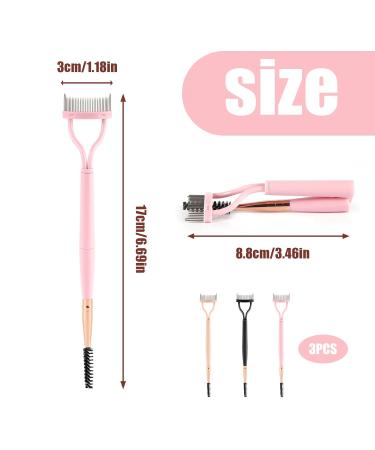 3pcs Double Head Eyelash Comb Set - Adjustable Folding Separator Tool with Brush & Cover for Mascara Removal | Available in 3 Colors - Buy Online on GoSupps.com