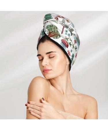 Hair Towel Wrap - Quick Drying Hair Turban with Button | Frog & Forest Plants Design - Buy Online on GoSupps.com